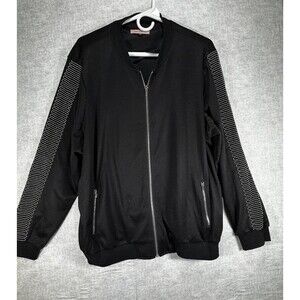 East Adeline Women's Zip Up Jacket Size 1X Black Beaded Long Sleeve Granny Core